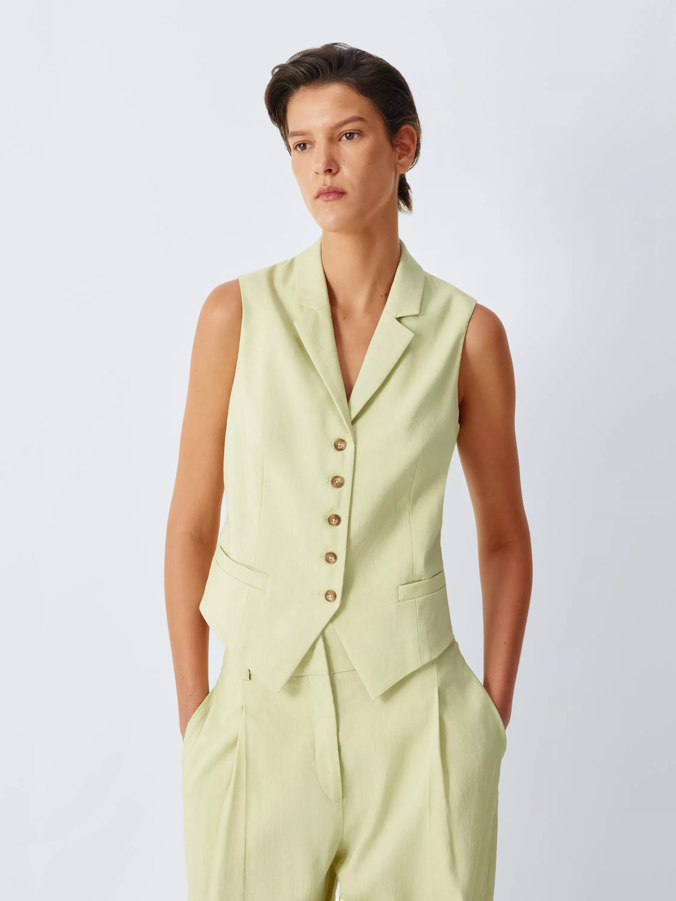 Linen Rich Tailored Waistcoat, Spring Green | John Lewis (UK)