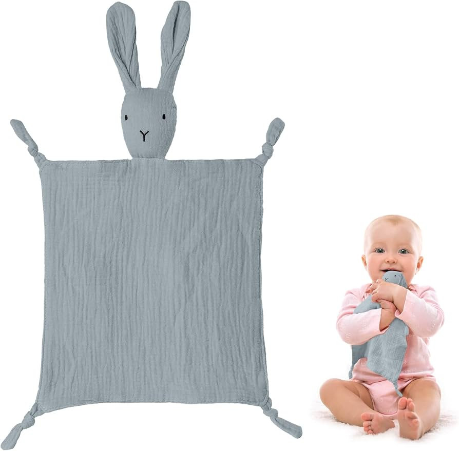 Vicloon Schmusetuch, Kuscheltuch mit Hase-Köpfchen,Doppellagiger Tüll aus 100% Bio-Baumwolle,Ba... | Amazon (DE)