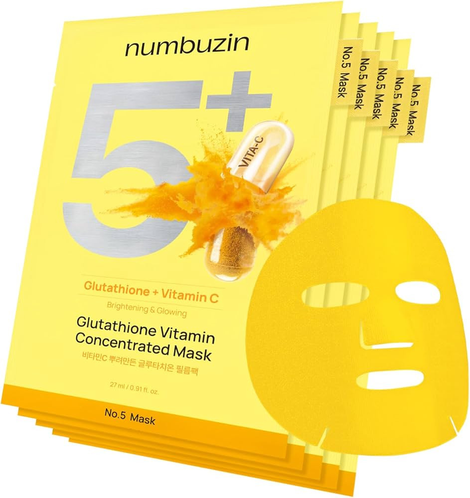 numbuzin No.5 Sheet Mask | Vitamin Spotlight Sheet Mask | Glutathione and Vitamin C | Reduces Hyp... | Amazon (US)