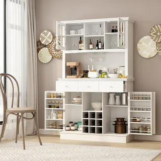 Large Storage Cabinet Buffet Cabinet Kitchen Pantry Cupboard Wardrobe - 44.1"Wx73.6"H - Overstock... | Bed Bath & Beyond