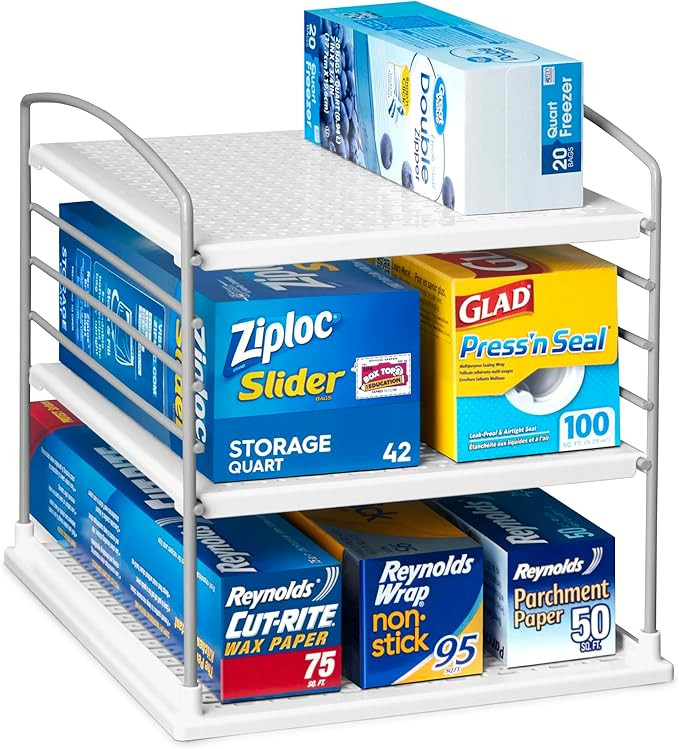YouCopia UpSpace Adjustable Box Organizer for Foil Wrap and Kitchen Cabinet Storage, Original, Wh... | Amazon (US)