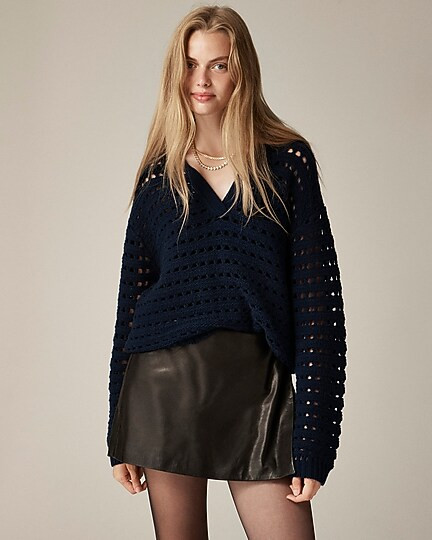 Collection cashmere sailor-collar pointelle sweater | J. Crew US