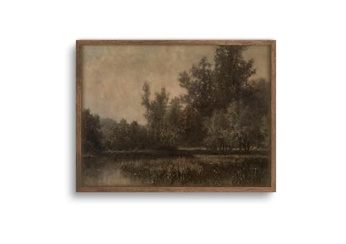 YSDPIC Vintage Forest Landscape Wall Art with Dark Wood Frame – 12x16 Inch Rustic Tree and Lake Painting, Curated Canvas Picture for Living Room, Study, Farmhouse, or Gift for Nature Lovers | Amazon (US)