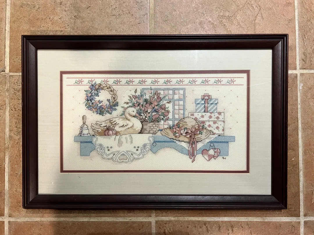 Vintage Framed Crosstitch - Country Themed 13.5” x 20.5” | Etsy (US)