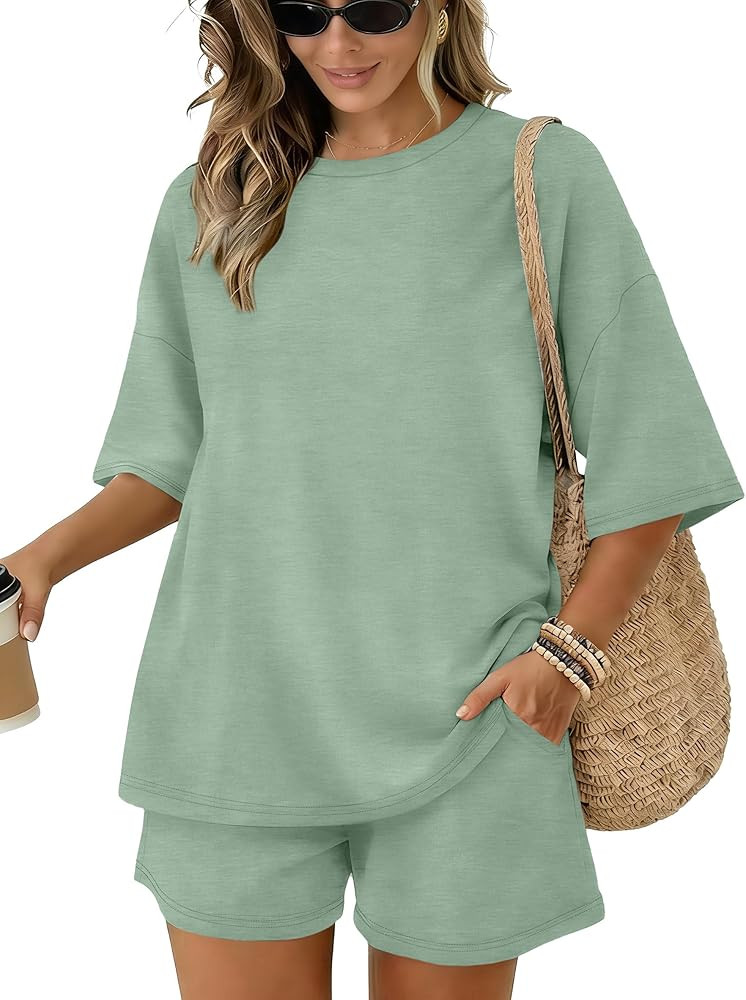 Sampeel Womens 2 Piece Sets 3/4 Sleeve Oversized Tops Lounge Sets Loungewear Business Casual Summ... | Amazon (US)