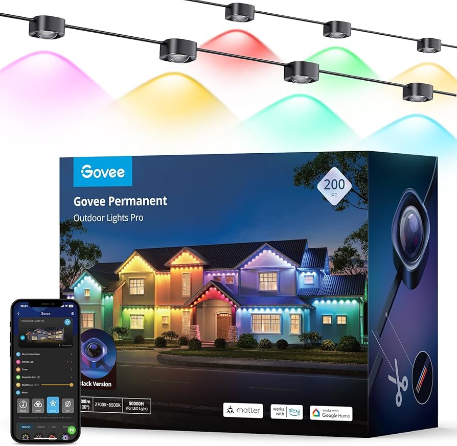 Govee Permanent Outdoor Lights Pro, 200ft with 120 RGBIC LED Lights for Daily and Accent Lighting... | Amazon (US)