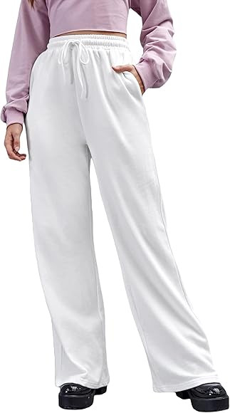Floerns Women's Causal Drawstring High Waist Baggy Straight Leg Joggers Sweatpants with Pockets | Amazon (US)