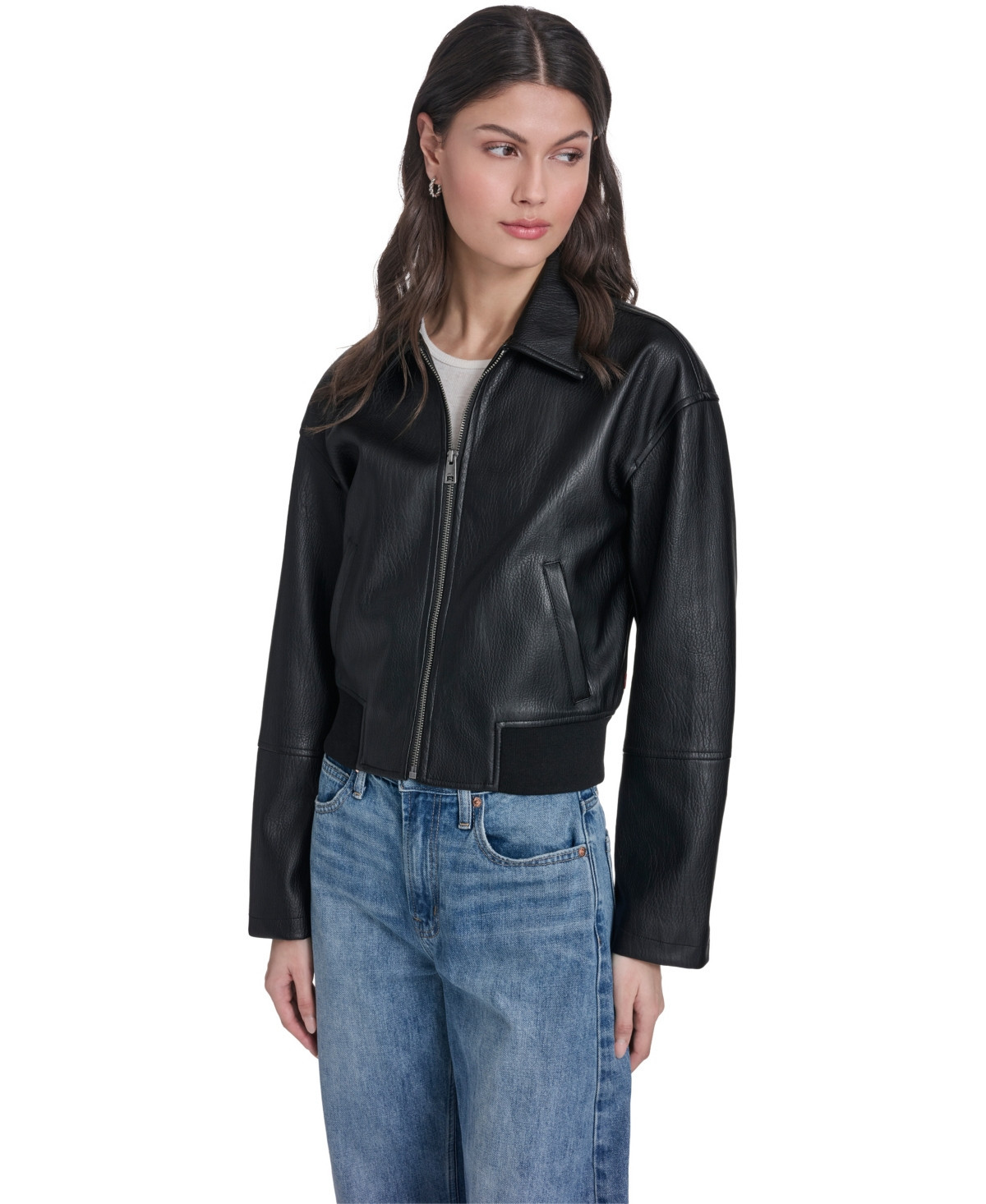 Levi's Women's Faux Leather Bomber Jacket - Black | Macy's