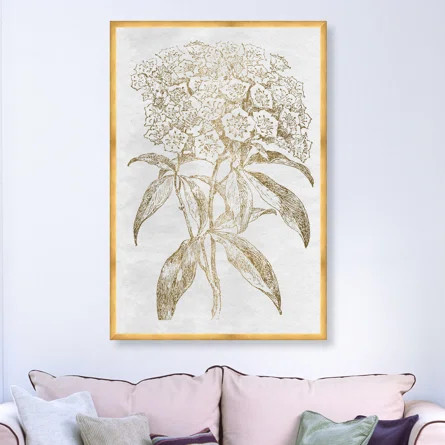 Floral and Botanical Floral Sketch Gold Florals - Picture Frame Graphic Art Print on Paper | Wayfair Professional