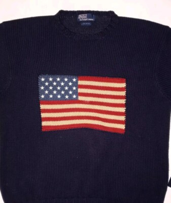 Vintage Polo By Ralph Lauren American Flag Pullover Sweater VGC Sz XL USA | eBay US