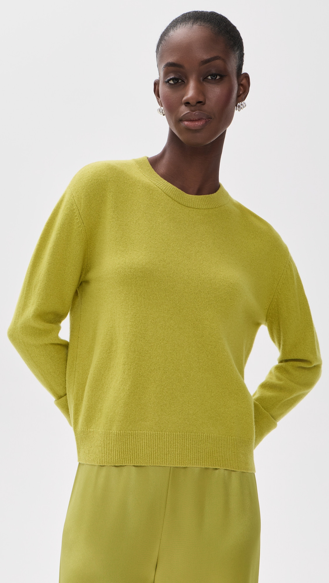 Leset Jesse Classic Crew Pullover Chartreuse L | Shopbop