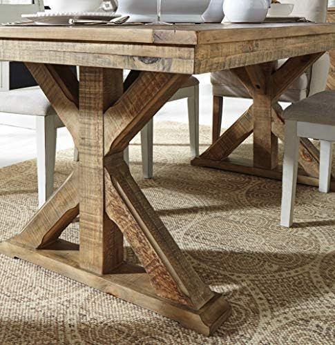 Signature Design by Ashley Grindleburg Farmhouse Reclaimed Wood Dining Table, Seats up to 6, Light B | Amazon (US)