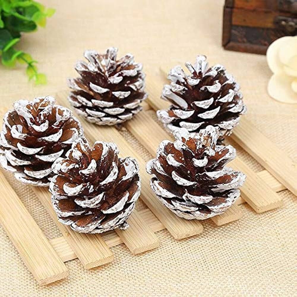 Dyed White Pine Cones, Suitable for Christmas Decoration DIY Production of Bulk Crafts (1.96-2.36... | Amazon (US)