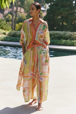 Celandine Sheer Printed Pants | Anthropologie (US)