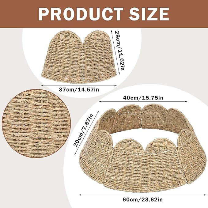 Woven Scallop Christmas Tree Collar Rattan Christmas Tree Ring Farmhouse Natural Woven Rustic Bas... | Amazon (US)