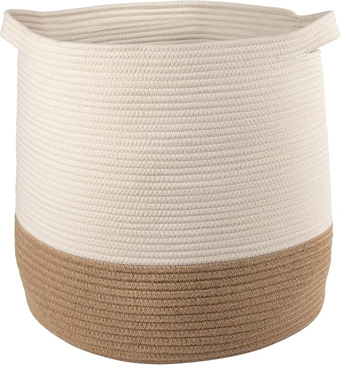 GooBloo Large Cotton Rope Woven Basket - 17 x 17” Tall Decorative Storage Basket for Living Roo... | Amazon (US)