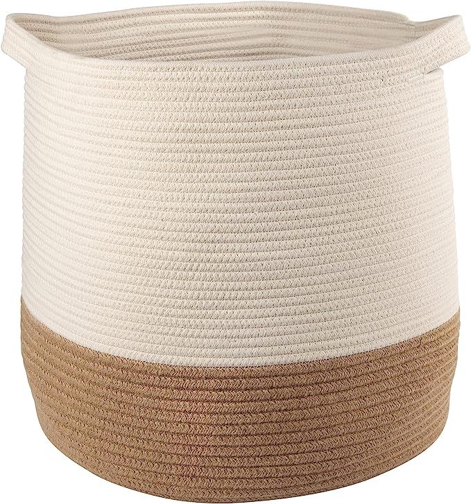 GooBloo Large Cotton Rope Woven Basket - 17 x 17” Tall Decorative Storage Basket for Living Roo... | Amazon (US)