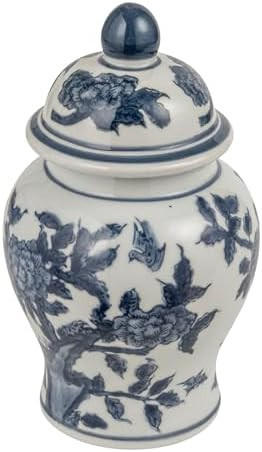 Creative Co-Op Decorative Ceramic Ginger Jar with Domed Lid, Blue & White | Amazon (US)