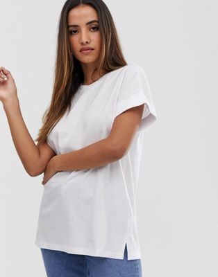 ASOS DESIGN oversized boyfriend t-shirt with roll sleeve in white | ASOS UK