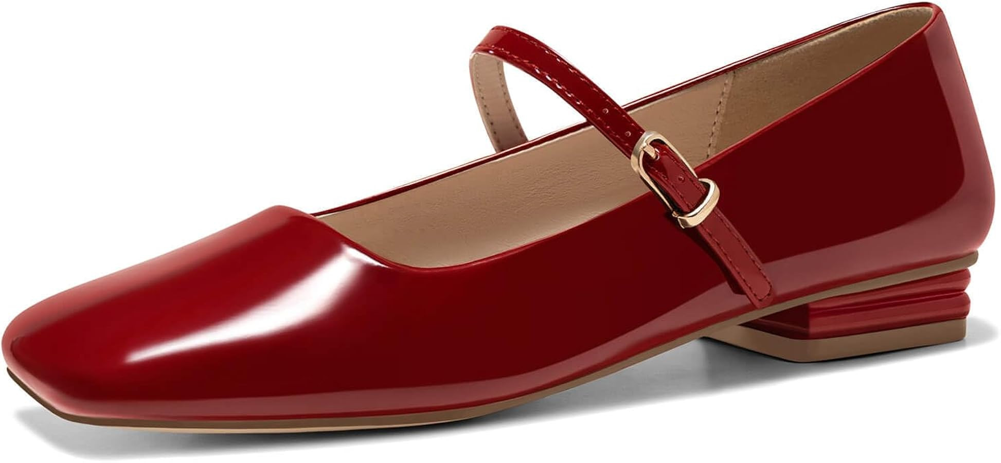Coutgo Women's Mary Jane Flats Closed Square Toe Ballet Flat Dressy Comfortable Slip on Shoes | Amazon (US)