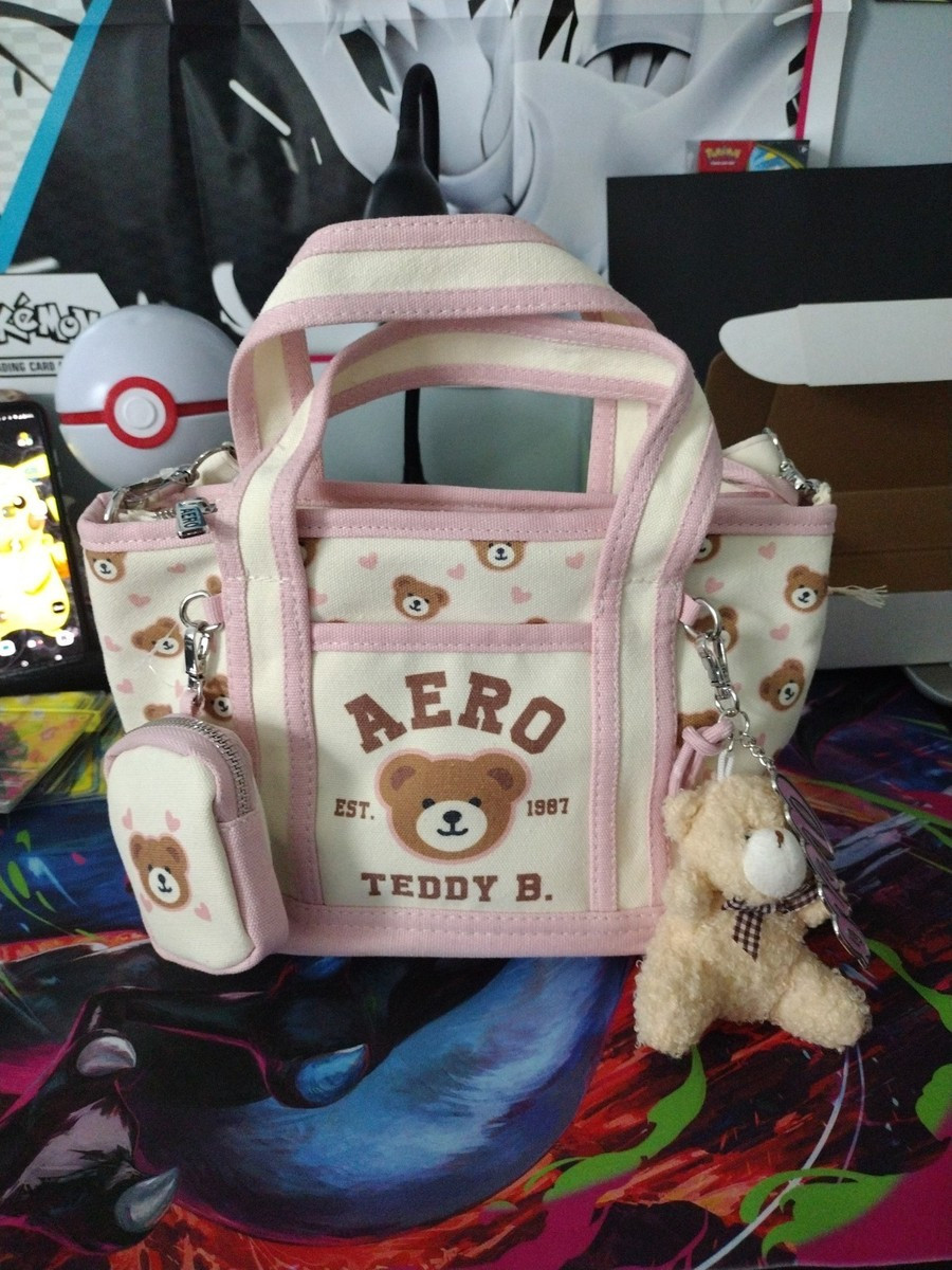 Aeropostal Teddy Bear Hearts Mini Tote W) Coin Purse Bear And Aero Charm. | eBay | eBay US