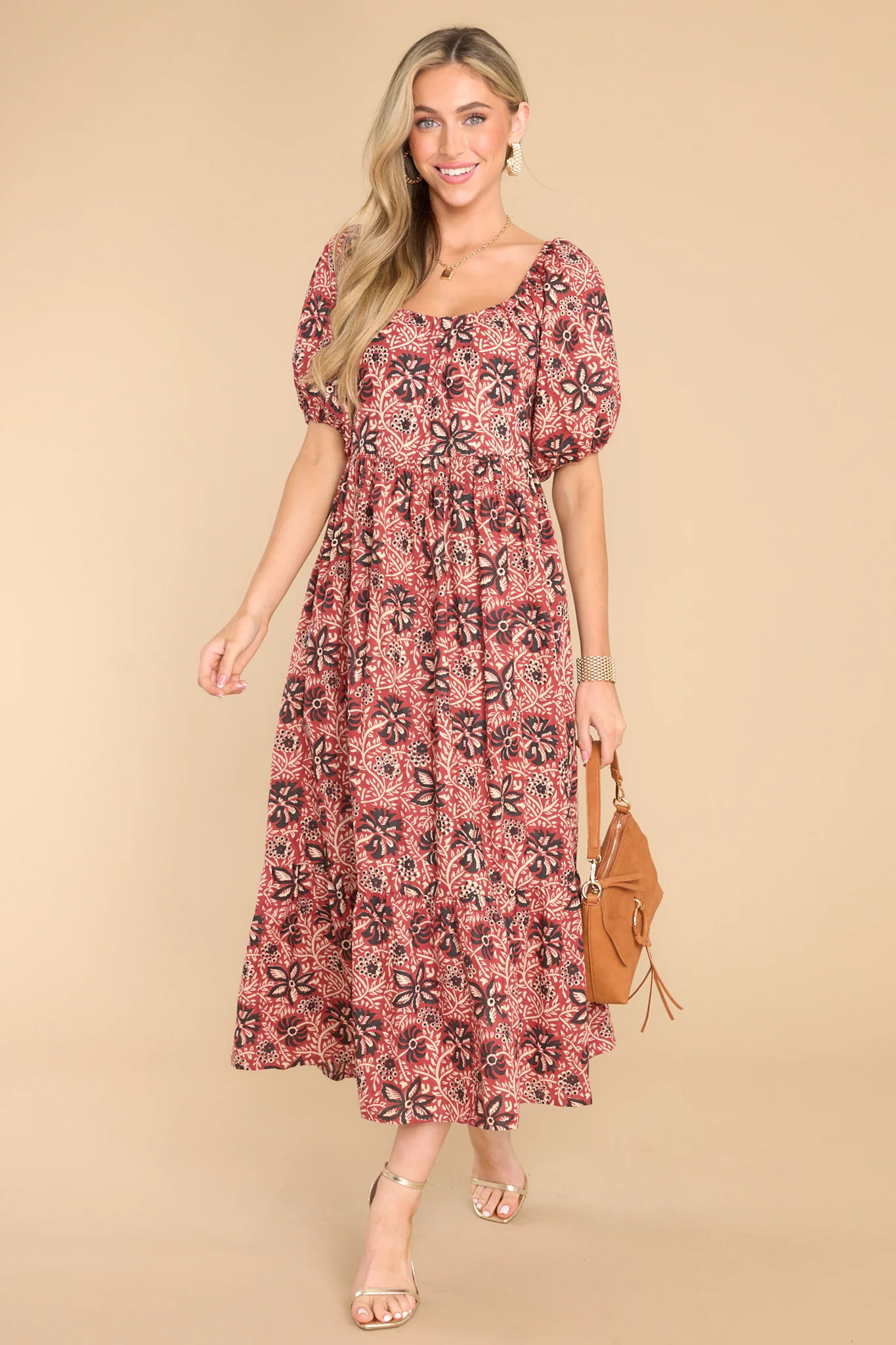 Eden Antique Brass Maxi Dress | Red Dress 