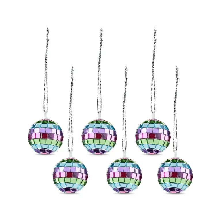 Multi-Color Mirror Ball Mini Decorative Ornament, 6 Count, by Holiday Time | Walmart (US)