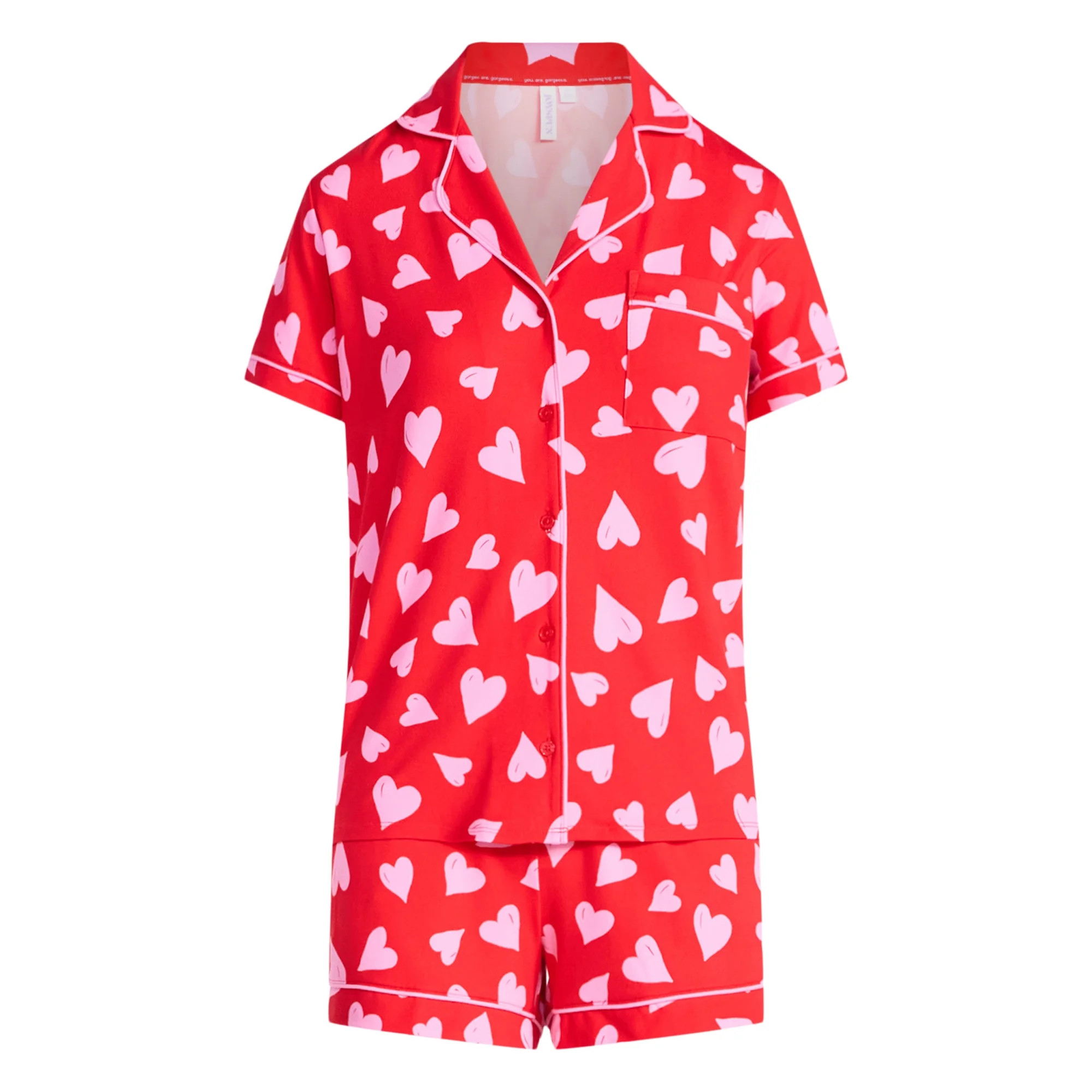 Joyspun Women's Dreamy Soft Collection Notch Top and Shorts Pajama Set, 2-Piece, Sizes XS-3X | Walmart (US)