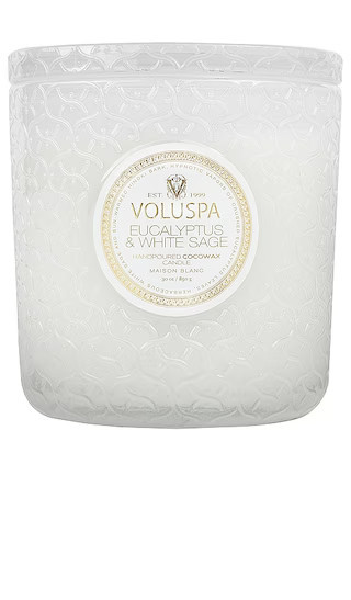 Voluspa Eucalyptus & White Sage Boxed Luxe Candle in White. | Revolve Clothing (Global)