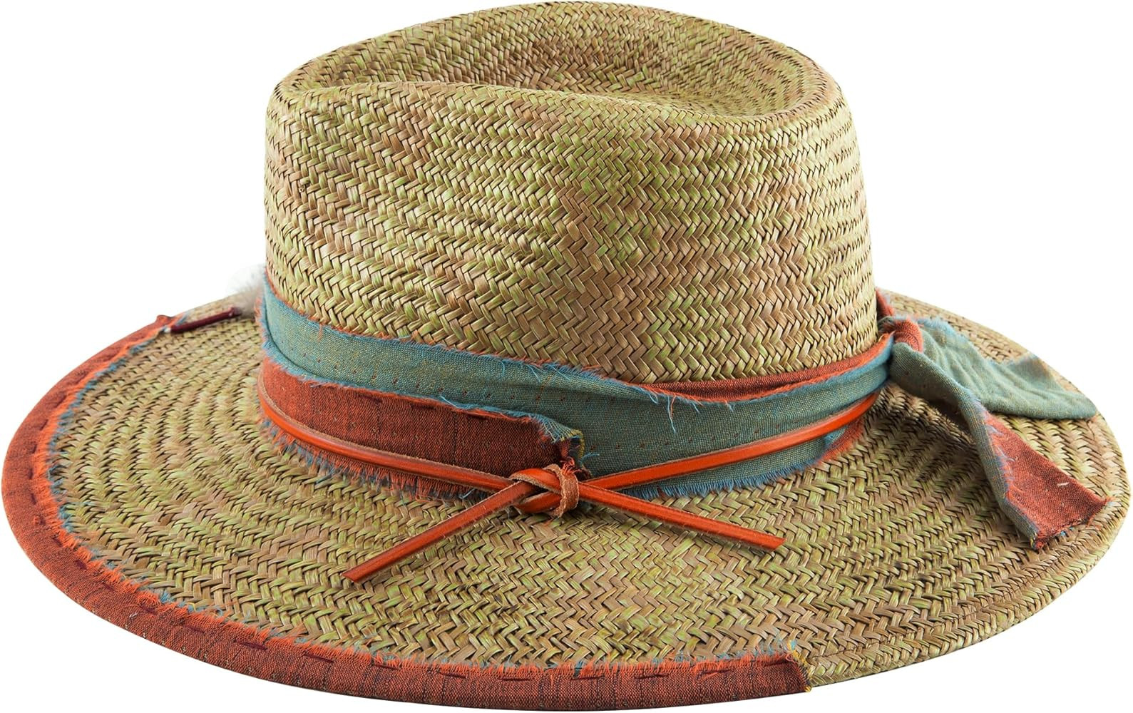 Vintage Wide Brim Straw Fedora Hat with Feathers for Men Women Classic Rancher Panama Hats Beach ... | Amazon (US)