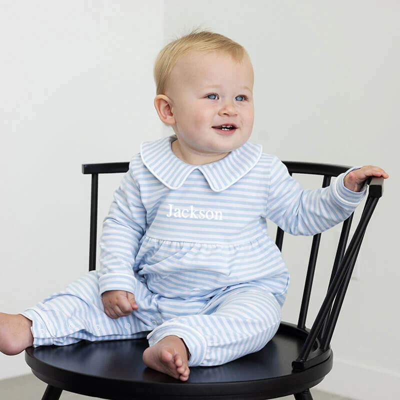 French Blue Stripe Romper | Classic Whimsy