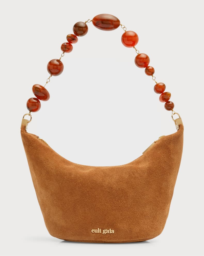 Cult Gaia Gia Beaded Suede Shoulder Bag | Neiman Marcus