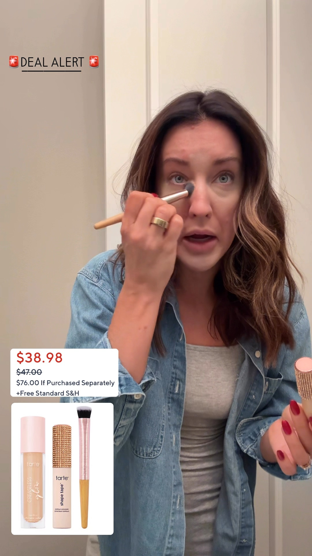 Tarte shape tape on major deal today! Get 3 tarte products (shape tape, glow serum and concealer brush) for less than the price of one bottle of shape tape! I wear 22N or 29N. Use code NEWYEAR15 for $15 off (makes this 3 piece deal) just $23! Must be a new email!! @qvc @tarte #ad #LoveQVC

#LTKBeauty #LTKSaleAlert