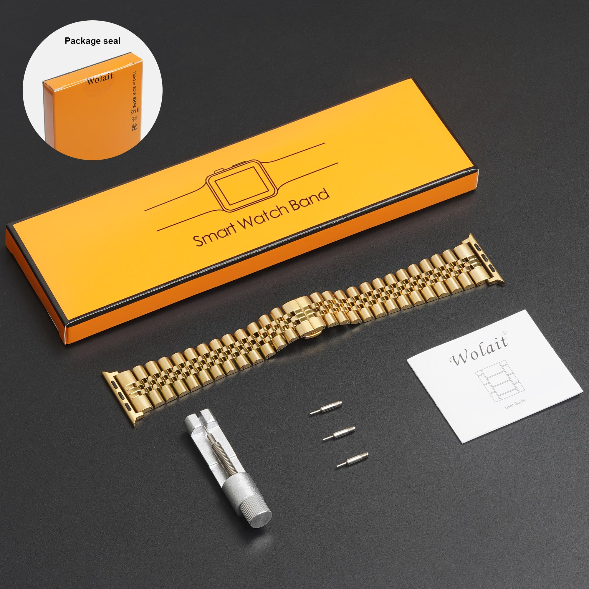 Wolait Compatible with Apple Watch Band 42mm (Series10) 41mm 40mm 38mm, Stainless Steel Heavy Ban... | Amazon (US)