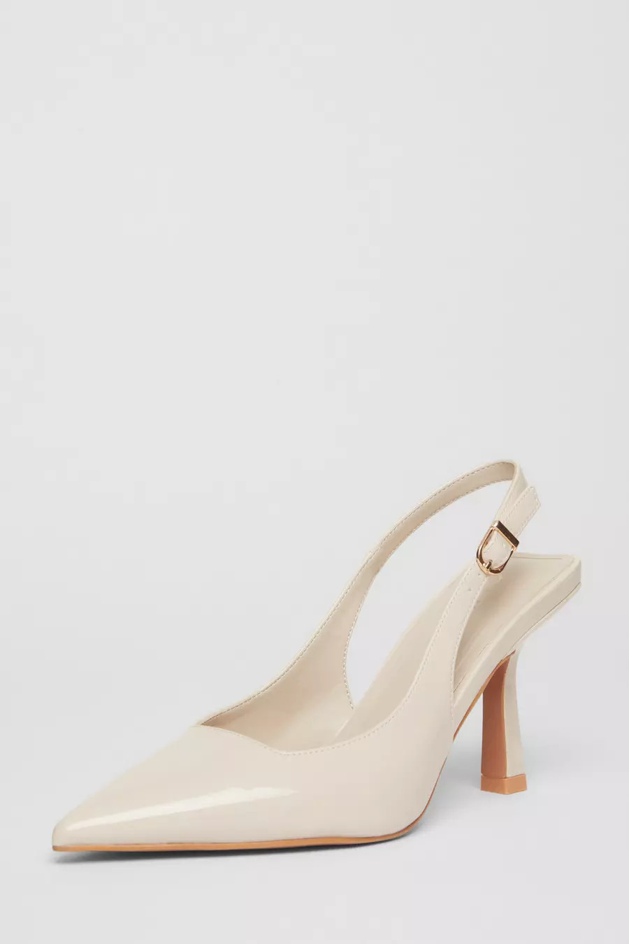 Nude Patent Slingback Low Court Heels | Quiz Clothing