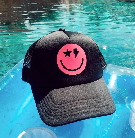 Smiley Trucker Hat  Trucker Hat  Summer Trucker Hat  Pool | Etsy | Etsy (US)