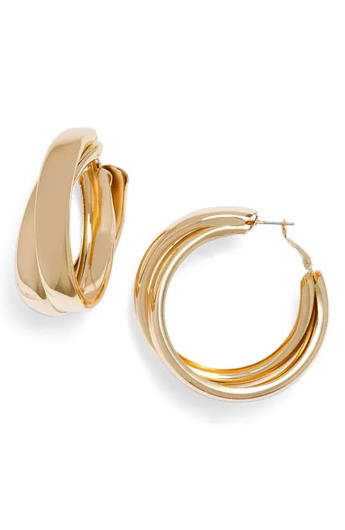 Open Edit Split Hoop Earrings in Gold at Nordstrom | Nordstrom