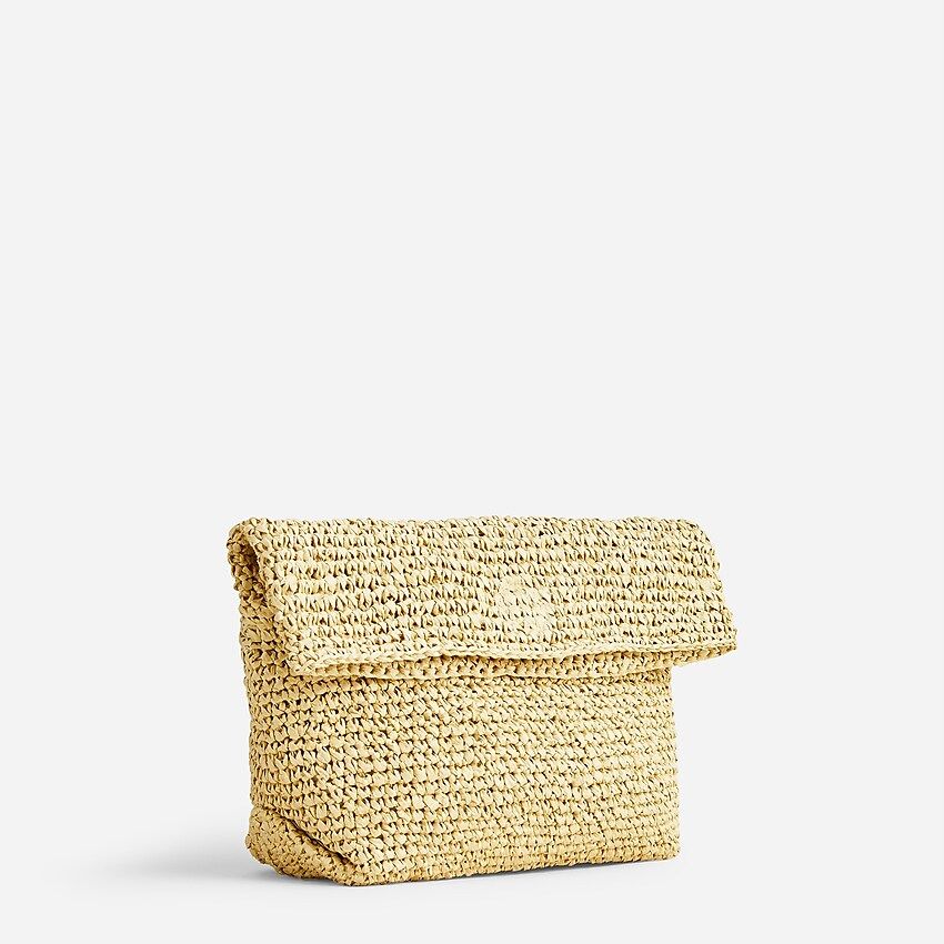 Raffia foldover clutch bag | J.Crew US