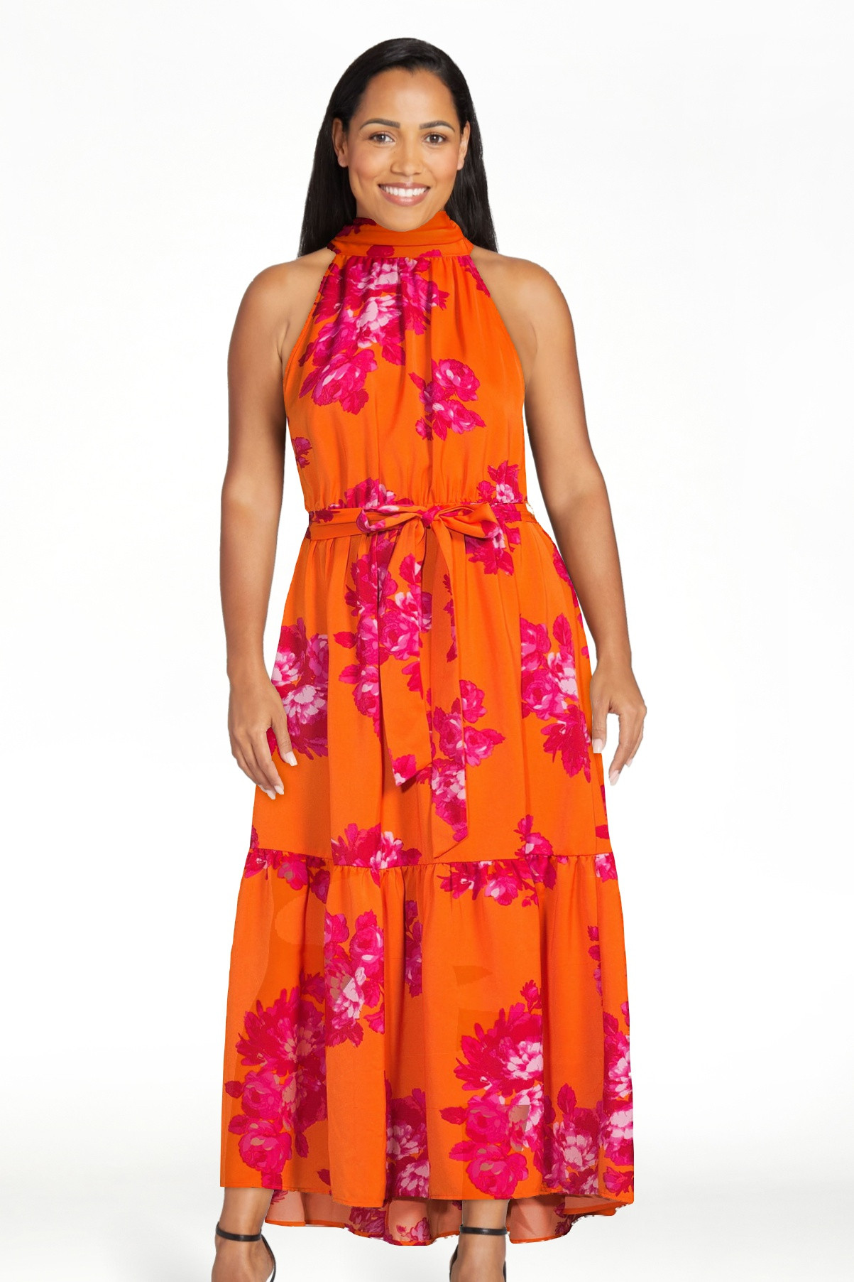 Scoop Women's Satin Halter Midi Dress | Walmart (US)