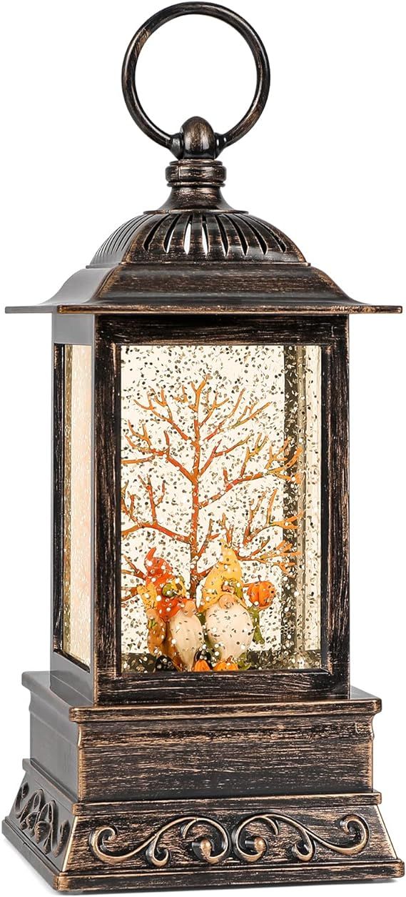 Gnome Snow Globe Fall Decorations for Home, Thanksgiving Glittering Lighted Lantern Autumn Decor | Amazon (US)
