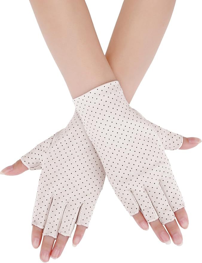 Maxdot Sunblock Fingerless Gloves Non-slip UV Protection Driving Gloves Summer Outdoor Gloves for... | Amazon (US)