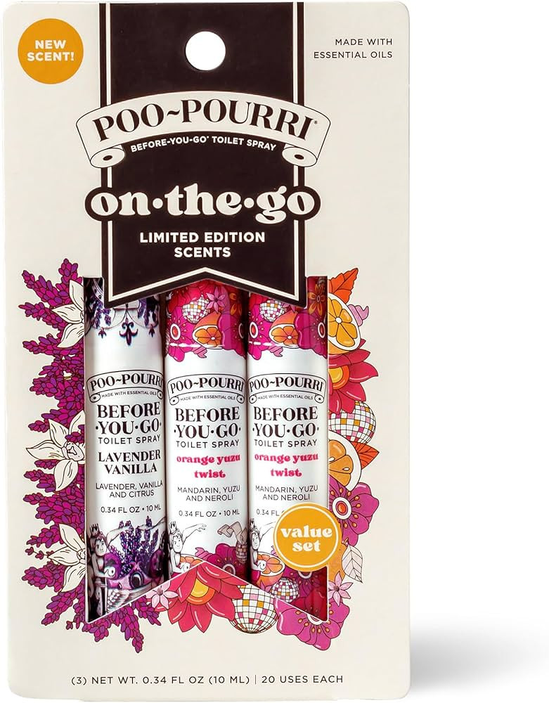 Poo-Pourri On-The-Go Travel Size, 3 Pack Gift Set, 10mLs Each, Orange Yuzu Twist and Lavender Van... | Amazon (US)
