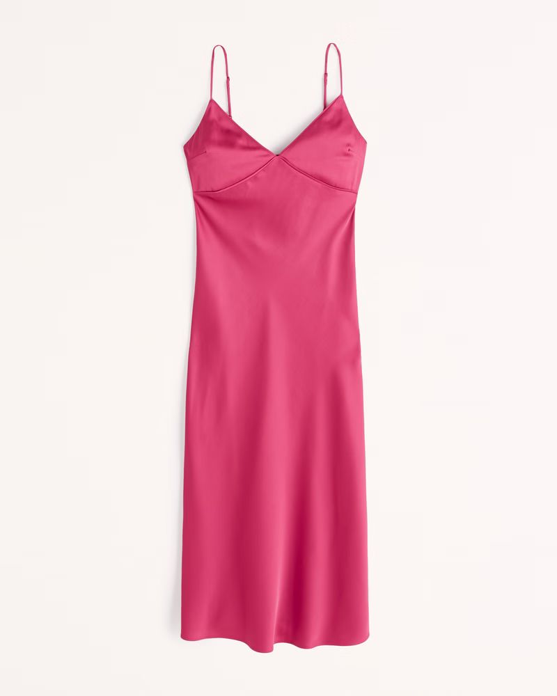 Lace-Up Back Slip Midi Dress | Abercrombie & Fitch (US)