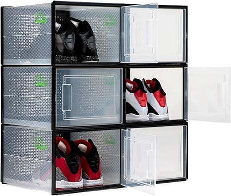 Shoepreem Stackable Shoe Storage Box, Set of 6 - Collapsible Containers for Organizing Sneakers -... | Amazon (US)