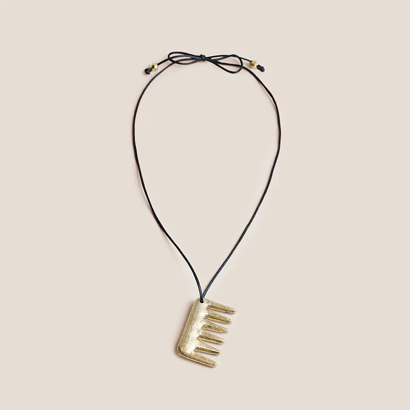 Comb Pendant Necklace with Black Satin Cord | Parker Thatch