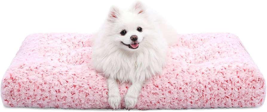 Washable Dog Bed Deluxe Plush Dog Crate Beds Fulffy Comfy Kennel Pad Anti-Slip Pet Sleeping Mat f... | Amazon (US)