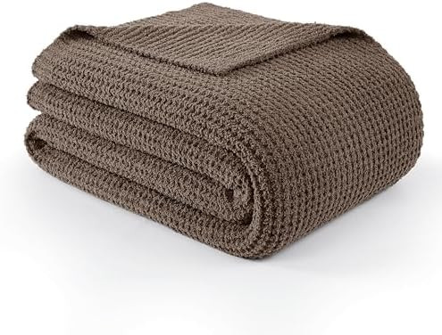 WDCOZY Ivory Waffle Throw Blanket for Couch Bed, Reversible Super Soft Plush Knitted Blanket, Lig... | Amazon (US)