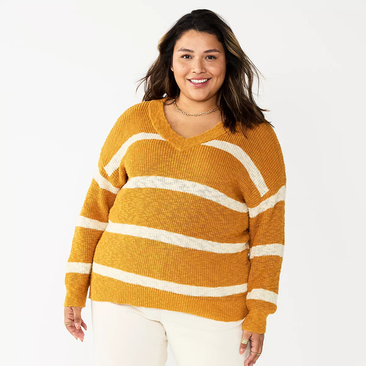 Plus Size Sonoma Goods For Life® Long Sleeve V-Neck Sweater | Kohl's