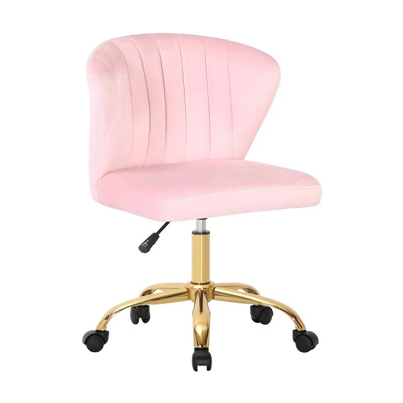 Quinn Velvet Upholstered Office Chair with Gold Accent Base | Wayfair North America