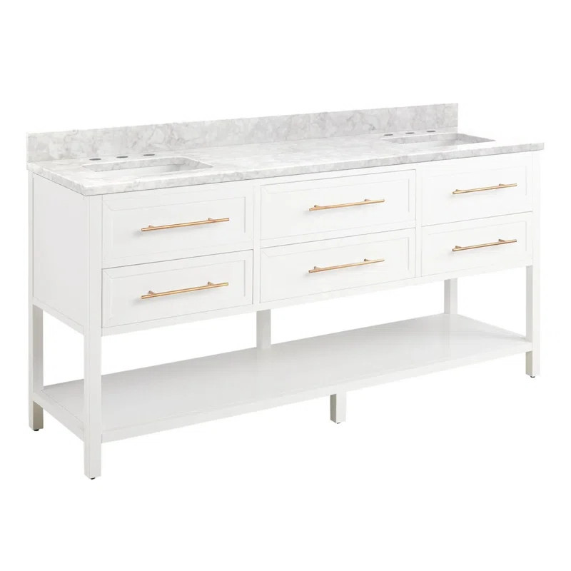 Robertson 72'' Free Standing Double Bathroom Vanity with Carrara Marble Top | Wayfair North America